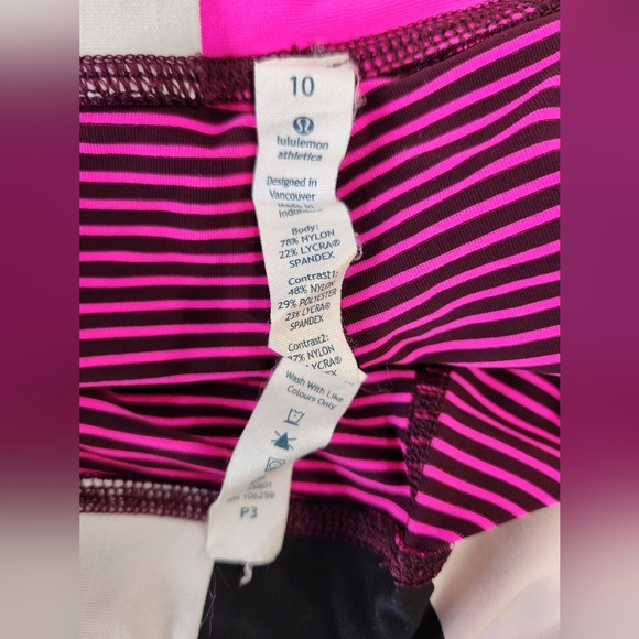 Lululemon Run For Your Life Crop Hyper Stripe Plum Pow Raspberry Glo Light Sz 10 - Picture 7 of 7